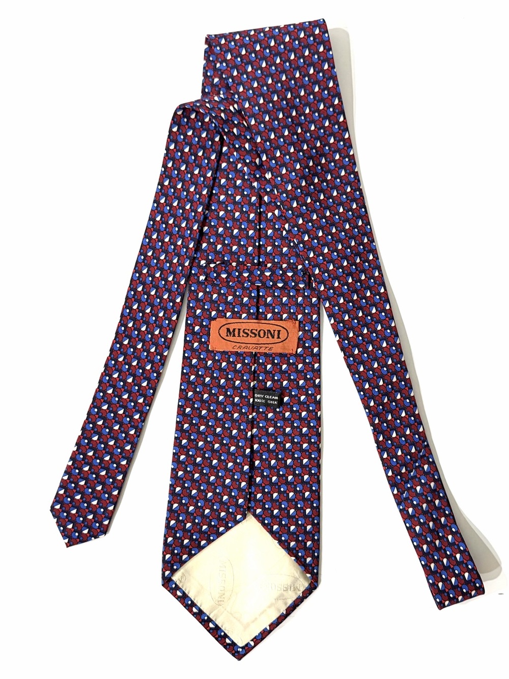 Missoni Red Blue Ivory Geometric Silk Tie